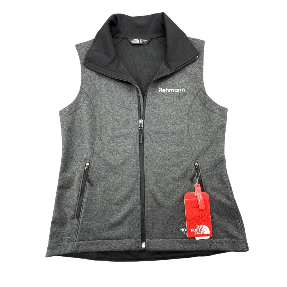 The North Face Women's Gray Fleece Vest Size Small NWT Rehmann Logo‎
